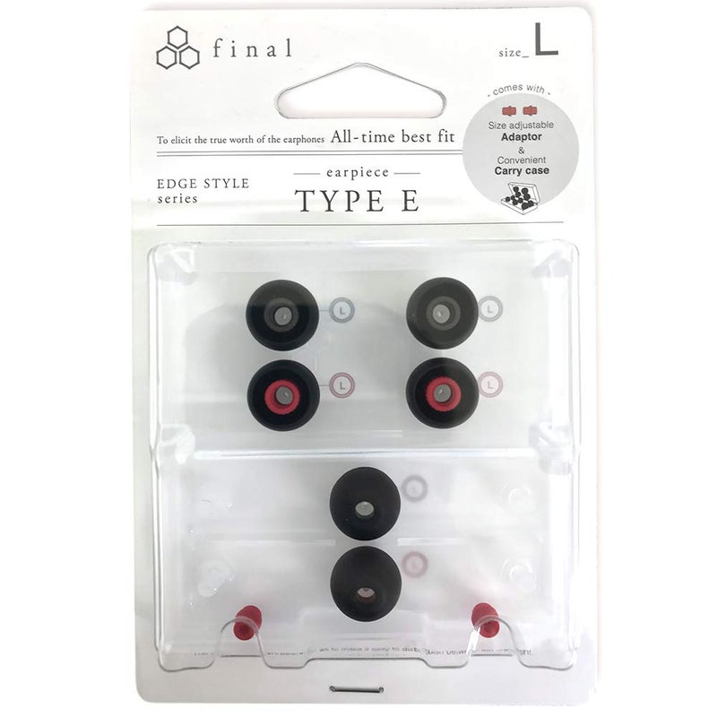 Final Audio Black+Black/Red Silicone Type E Eartips kit with Case and Nozzle Adaptor Compatible with AKG, Audio-Technica, Beats by Dre, Campfire Audio, Empire Ears, Shure, Sony, Westone (Large) - Image 3